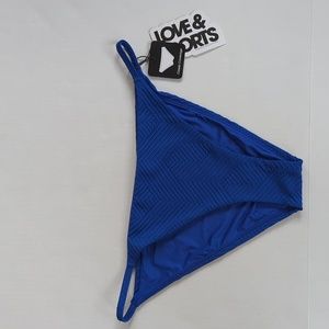 NWT Love & Sports Classic Coverage Bikini Bottom XL Blue 16-18